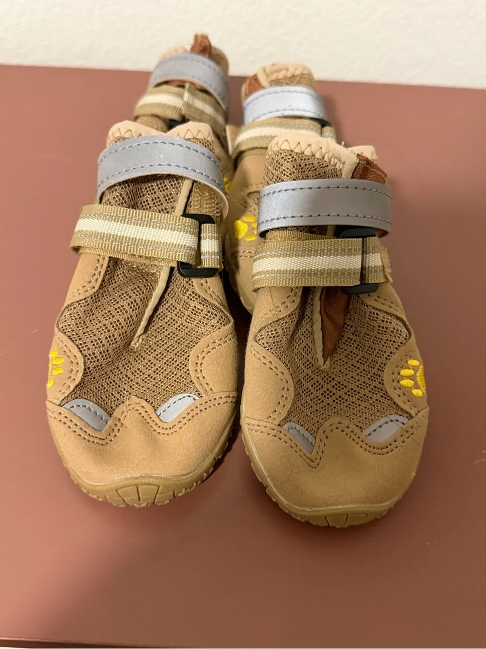 Dog Tan Outdoor Shoes with Reflective Strap